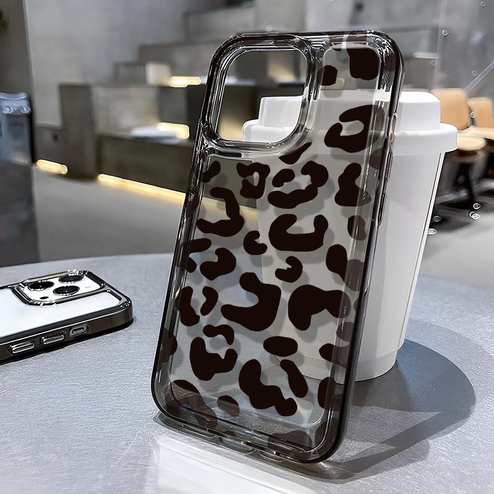 Clear Case For Iphone 17 Air 16 15 14 13 12 11 Pro Max Funda Black Leopard Print For Iphone 16 15 17 Silicone Transparent Cover