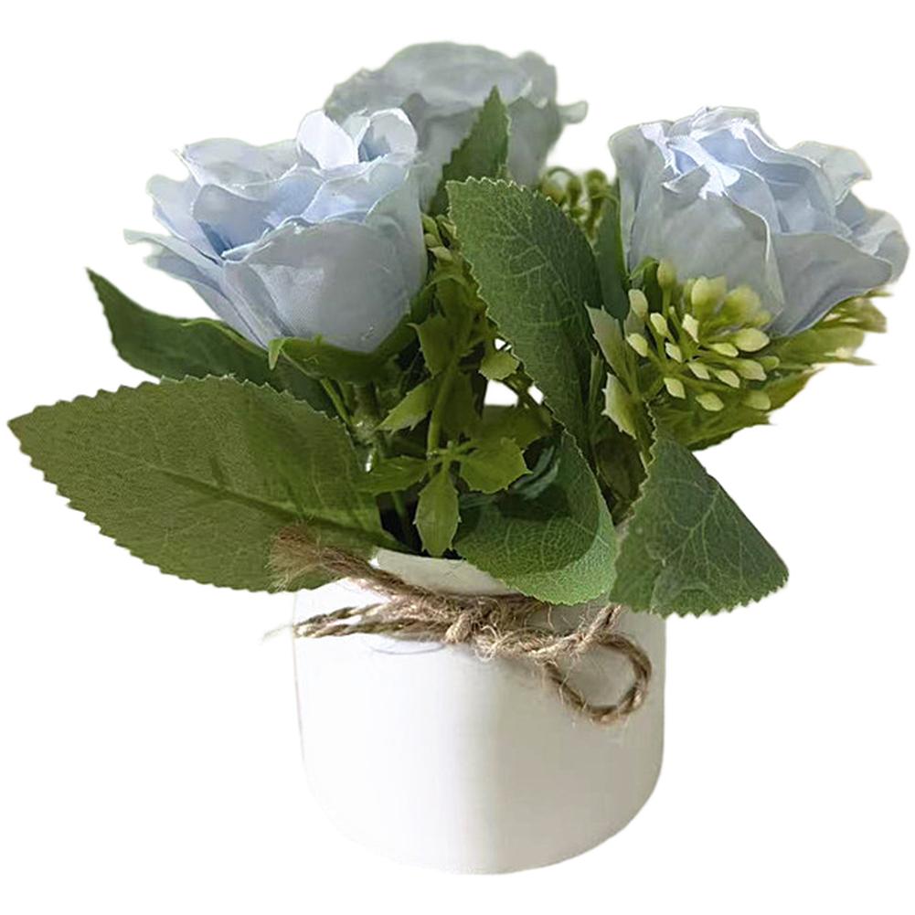 

Plastic Rose Bonsai Decorative Arrangement for Tabletop Use in Living Room Bedroom Dining Room or Office Interior синий