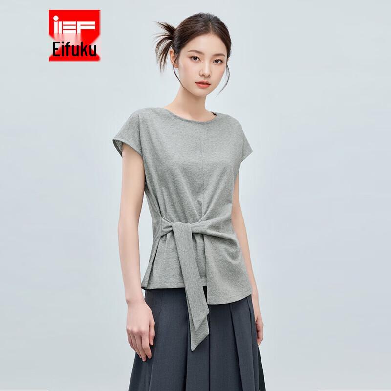 IEF Women s Summer Tie-Waist Round Neck Top L
