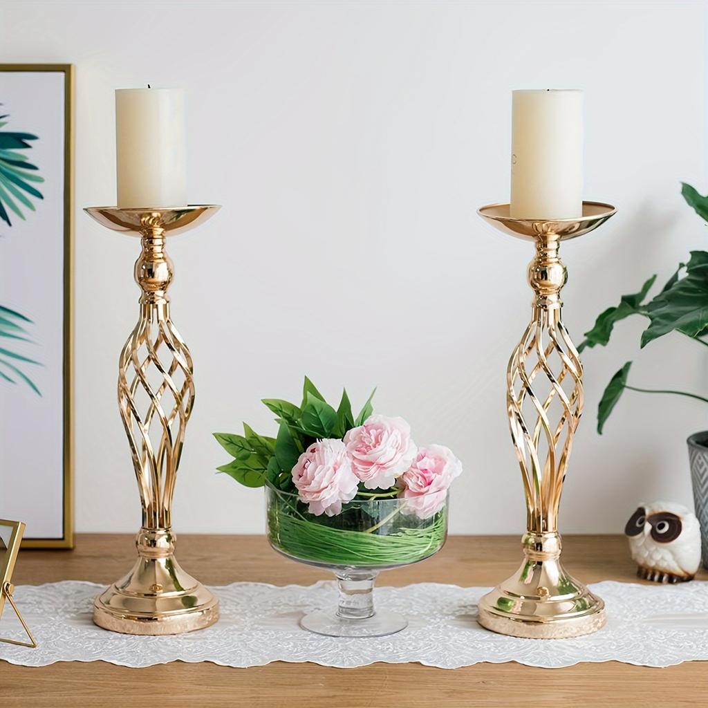 10pcs Elegant Metal Flower Vase Dining Table Butter Lamp Candlestick Ornaments Boho Artificial Flower Decor Bottle Flower Stand