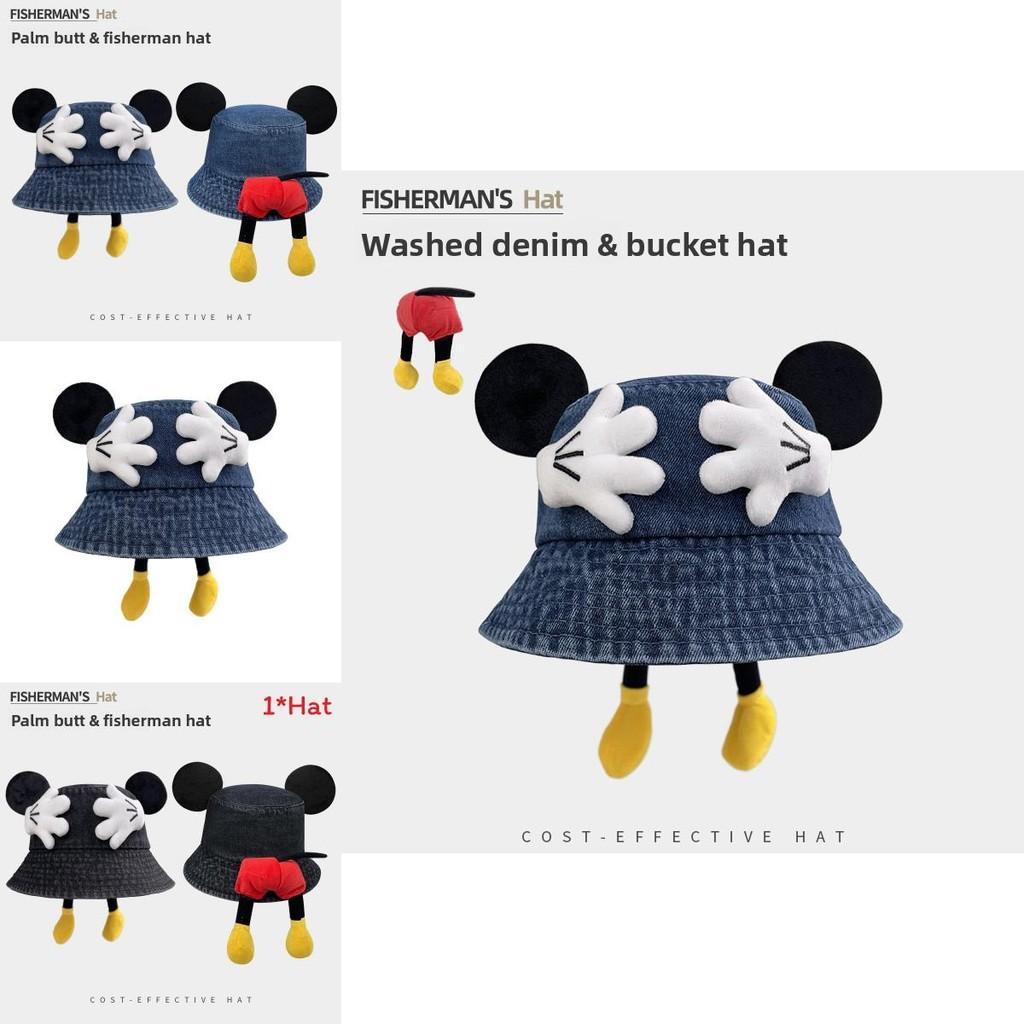 Mickey Maus Denim Fischerhut Mit Atmungsaktivem UV-Schutz Für Sommer-Modeaccessoires