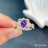 Pure  CopperCrystal Ring 5x7mm 0.7ct Natural Amethyst Ring with Certificate 18K Gold Plated Amethyst Fine Jewelry