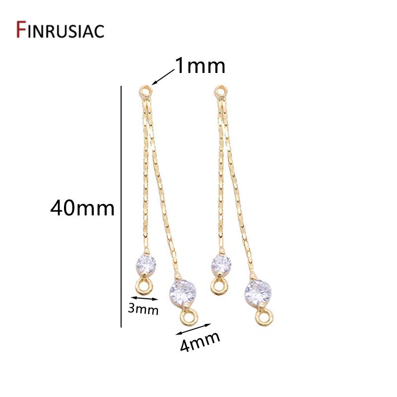 

14K Gold Plated Brass Inlaid Zircon Ear Wire For Earring Making Supplies, High Quality Long Tassel DIY Jewelry Accessories 1 piece