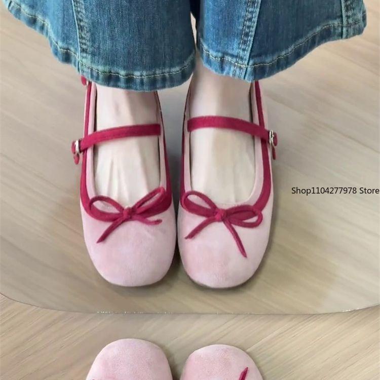Fashion 2025 New Ballet Flats Women Shoes Mary Jane Shoes Round Toe Women's Shoe Bow Silk Satin Flats Women Shoes Valentine