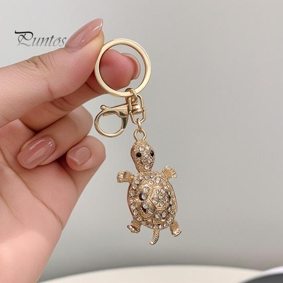 Alloy Shell Keychain Pendant Pendant, 3D Turtle Design Key Holder with Sparkling Rhinestones Inlaid, Three-dimensional Charm Easy to Attach Lucky for