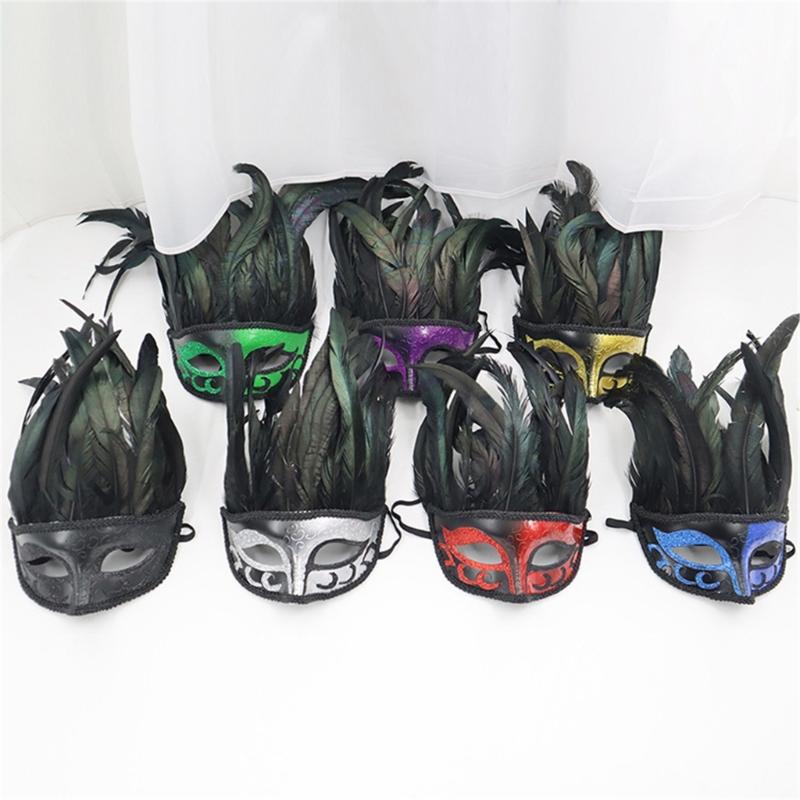 Feathered Masquerade Mask for Women Men Halloween Masquerade Cosplay Mask Half Face Mask Halloween Mask