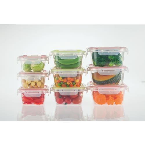Iwasaki Industries Smart Flap & Rocks Storage Containers, Square, Large, Set of 2, Green, 900ml