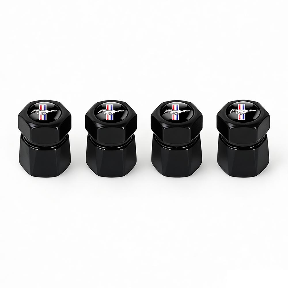 pdzh2 4Pcs Car Metal Wheel Valve Caps Covers Accessories For Ford Focus Kuga Mondeo Ranger Fiesta Mustang ST Shelby Fusion Edge Escape