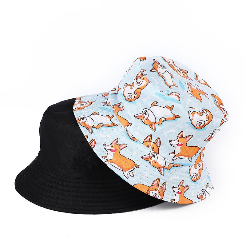 Sommer Sonnenhut Beidseitig tragbar Tierdruck Fischerhut für Männer Frauen Baumwolle Bob Panama Mädchen Strand Reise Outdoor Fischerhut