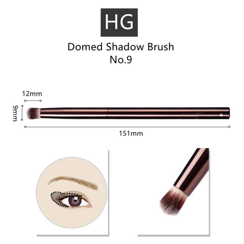 Domed Eyeshadow Brush No.9 Metal Dark Bronze Metal Handle Synthetic Eye Shadow Smokey Smudge Brush Beauty Cosmetics Tool