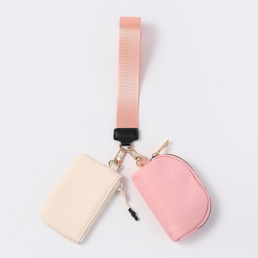 LULU Color Block Waterproof Nylon Coin Purse & Wristlet Key Bag