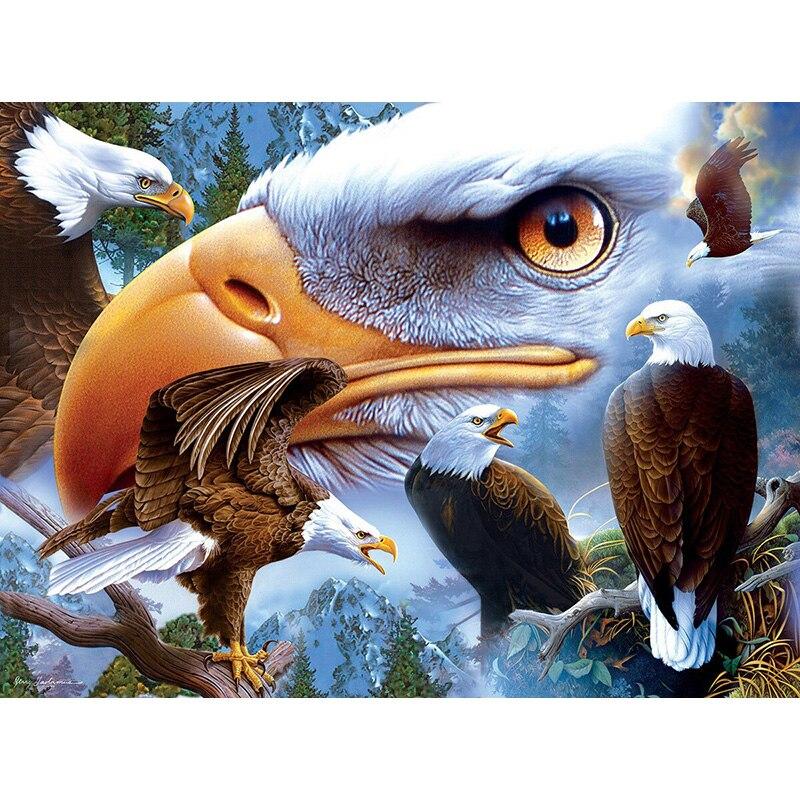 New 5D DIY Diamond Painting Eagle Diamond Embroidery Animal Rhinestones Full Round Drill Crafts Scenery Home Decor Gift