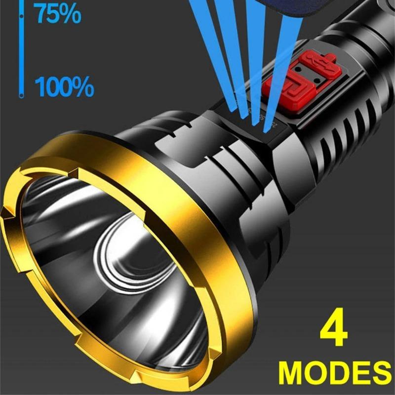 3000LM Long Size ABS Flashlights Rechargeable Bright LED Torch with USB Cable 3 Modes Waterproof for Camping Hiking Fishing