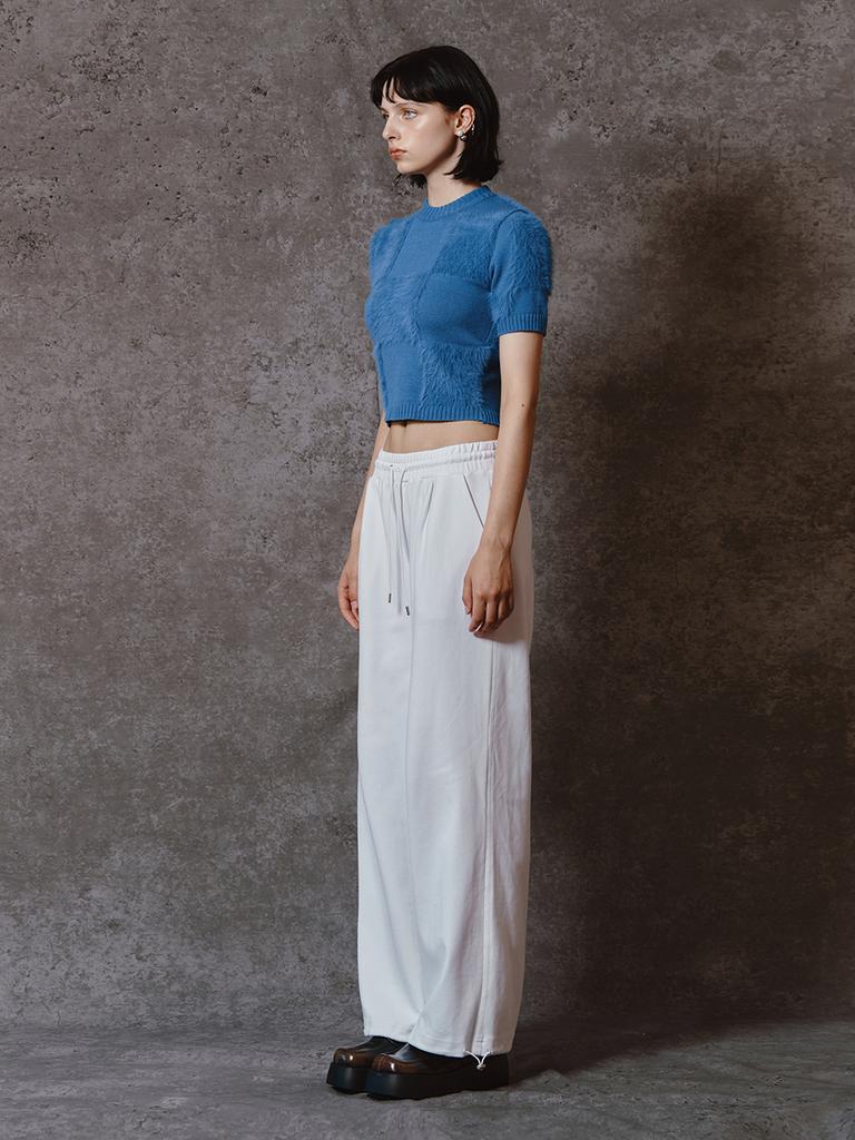 MEENDERI Soft Checkerboard Knit Top - Blue
