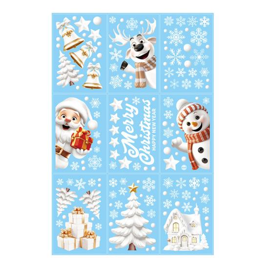 

9 листов рождественских наклеек, неклейкие наклейки на окна в виде снежинок, водонепроницаемые наклейки с изображением Санта-Клауса для рождественской вечеринки в стиле зимней страны чудес A