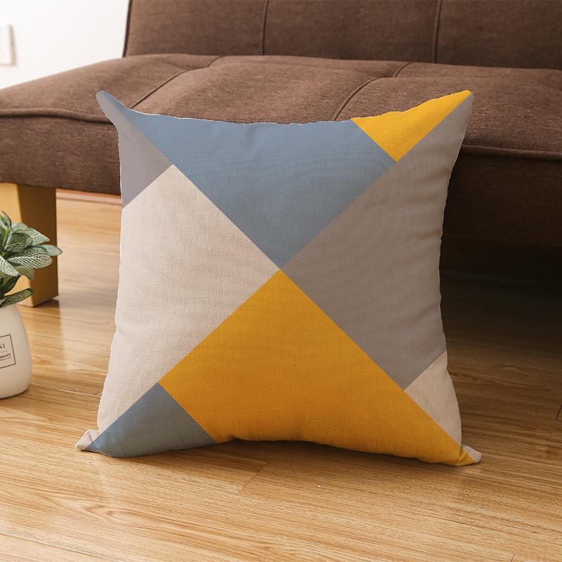Modern Minimalist Style Linen Pillowcase Household Goods Soft-decorative Sofa Pillowcase Geometric Abstract Pillowcase