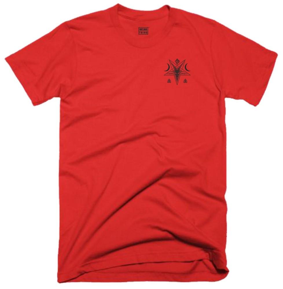 Goat Skull Head T Shirt Small Lucifer Pentagram Devil Demon Satanic Baphomet Top