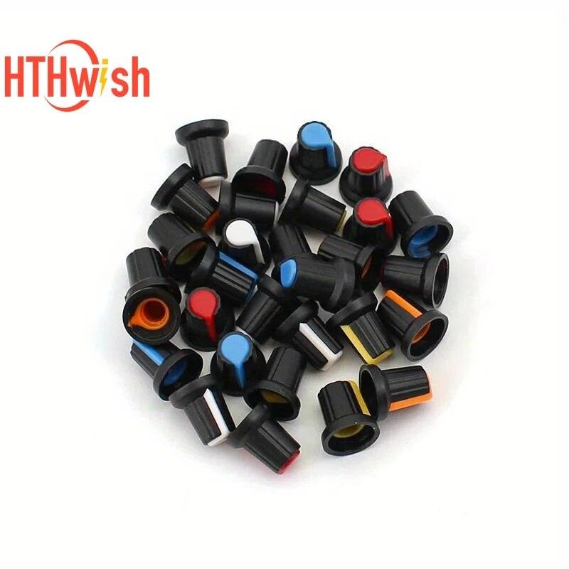 5colors*6pcs=30pcs/lot WH148 potentiometer knobs 15X17mm 6mm  potentiometer 5 colors knob cap Yellow Orange Blue White Red