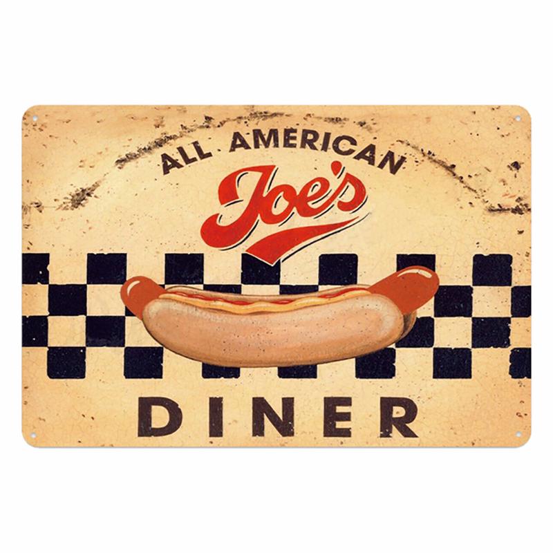 Hot Burgers Plaque Metal Tin Sign Vintage Poster Fried Chicken Retro Plate Wall Decor for Kitchen Restaurant Shop