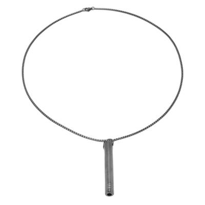 Stress Relief Breathing Necklace Stylish Titanium Steel Pendant Necklace for Women Men Black
