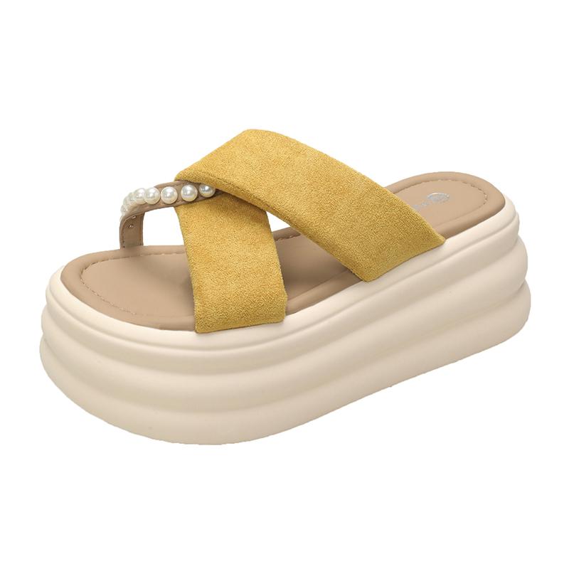 Fashion NEW 7CM Heels Wedge Slides Sandals Women Casual Outdoor Slippers Female Summer Non Slip Beach Slipper Walking Chunky Shoes Woman