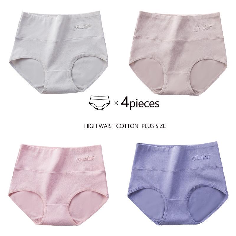 

4 шт. женские трусики с высокой талией нижнее белье больших размеров женское нижнее белье дышащие хлопковые трусы для девочек трусы сексуальные женские трусики M