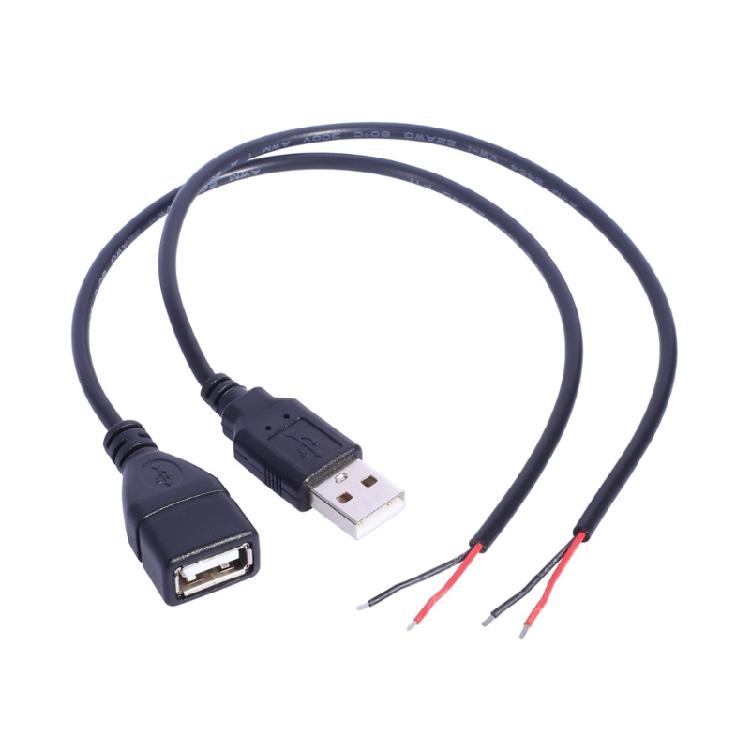 USB Power Pigtail Cable USB Male to 2 Pin Bare Wire Open End Power Pigtail Cord for LED Fan Camera Accessories