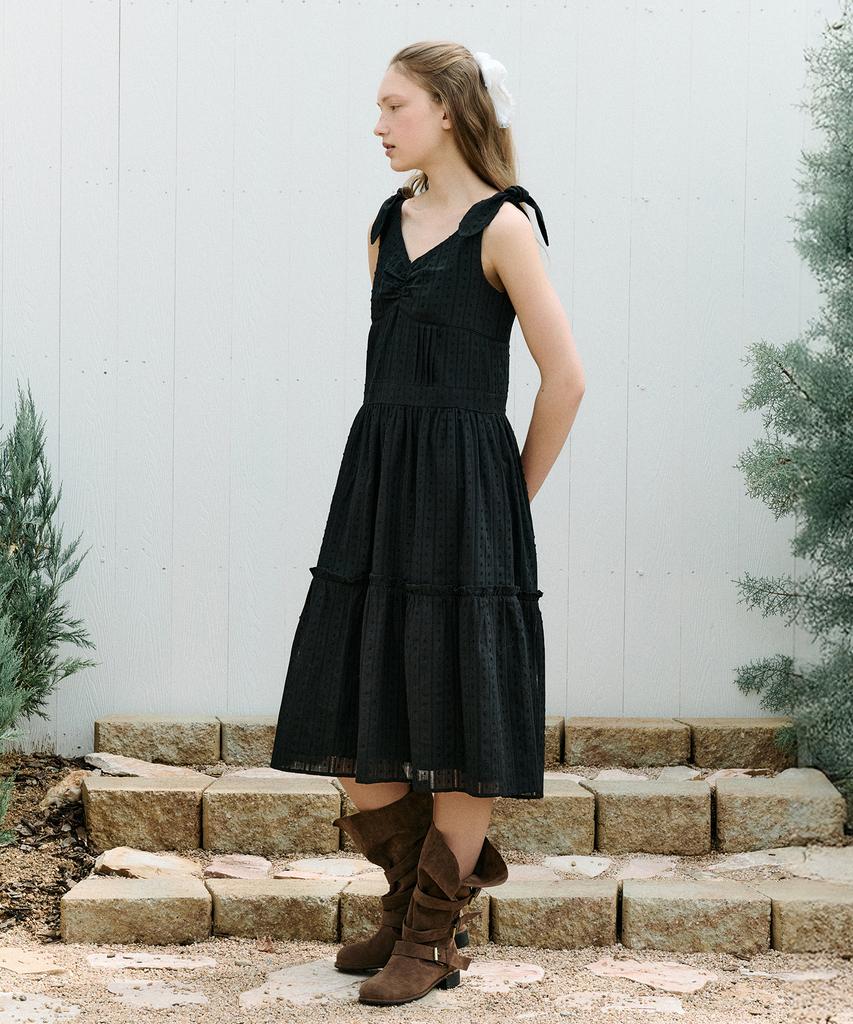Lora Lora Tie Ribbon Sleeveless Onepiece Black