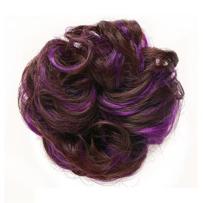 Perușă - Sintetică - Coc înalt - Brun închis-Violet - Elastic - Diametru 12,5 cm