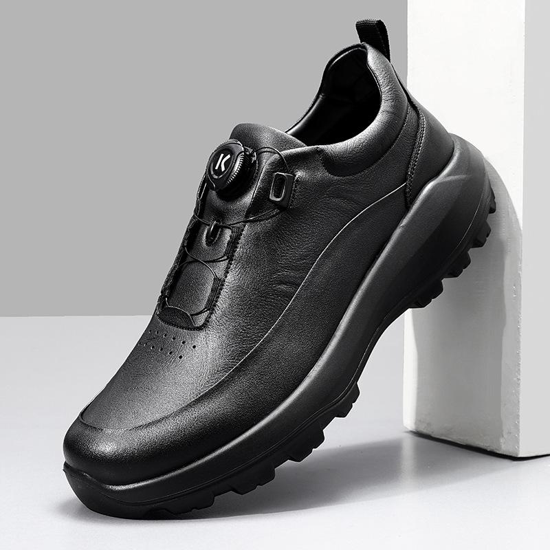 Men's button foam sole leather shoes high-end rotating button Neilio size standard fashion soft sole