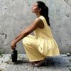 Women S Yellow V Neck Sleeveless Vest Wide Leg Pants Summer Set
