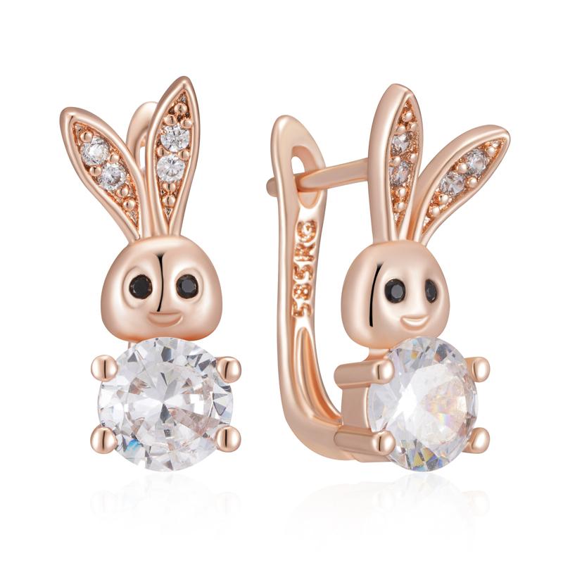 

Модні Сережки-підвіски з Кроликом Кольору Рожевого Золота Для Жінок Блискучі Натуральні Циркони Аксесуари Щоденні Тваринні Прикраси