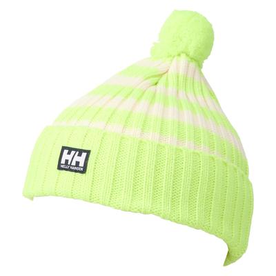 Helly Hansen K Border Ponpon Beanie In White/Flash Yellow (KF)
