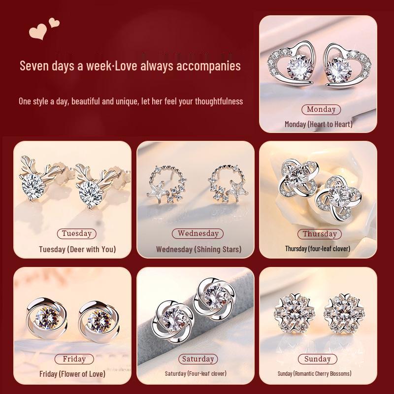 Sterling Silber 925 Ohrstecker Set - Elegant Leichter Luxus für Geburtstags- oder Weihnachtsgeschenke für Mädchen