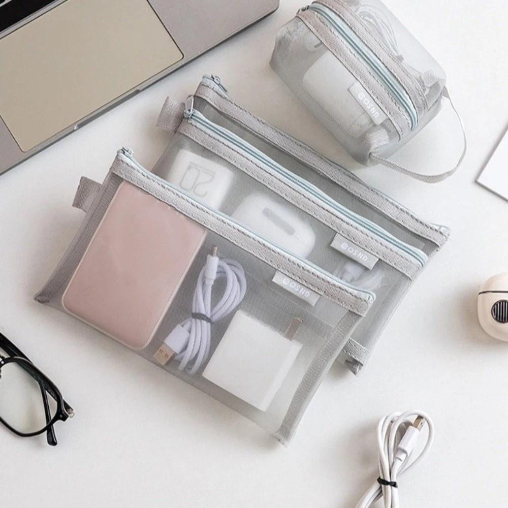 6pcs Set Durable Mesh Storage Bag Minimalist Coin Purse  Electronic Accessories