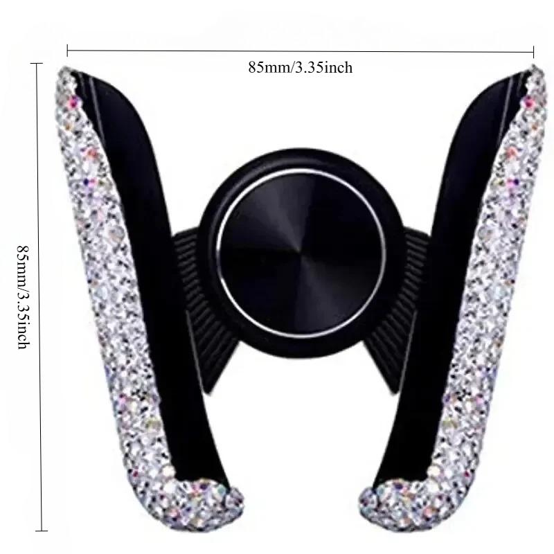 Sparkle Car Phone Mount - 360° Rotatable Gravity Vent Clip with Anti-Slip Pad Universal Compatibility