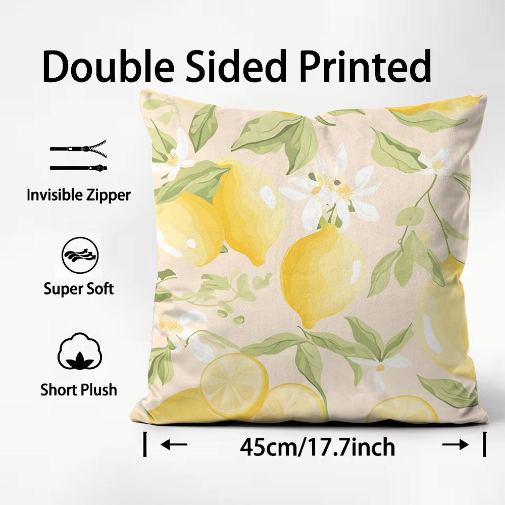 Lemon Fashion Cushion Cover Plush Fabric Soft DoubleSided Printed Sofa Warm Winter Home Child Gift Pillow Case