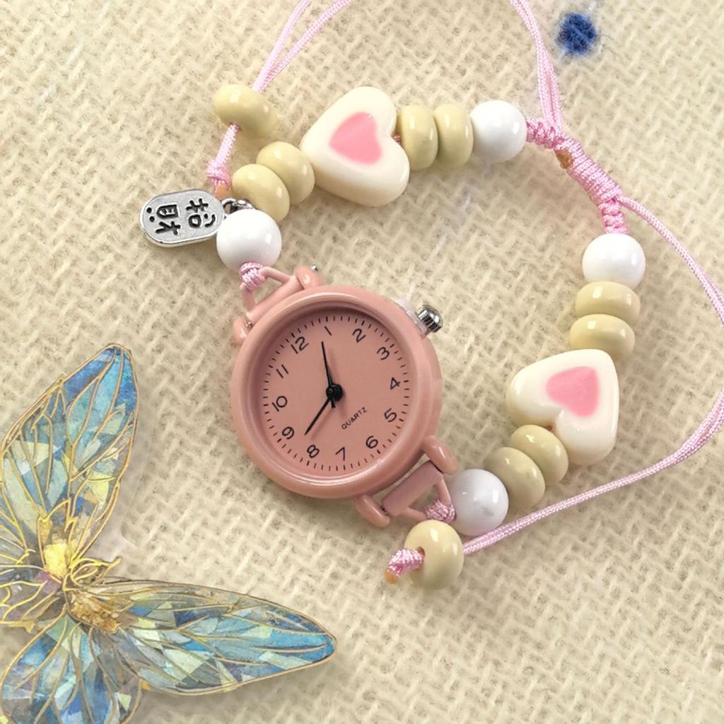 Fashion Dopamine Bracelet Watch Beaded Adjustable Star Heart Chain Watch Pendant Quartz Watch Women Girls Digital Wristwatches