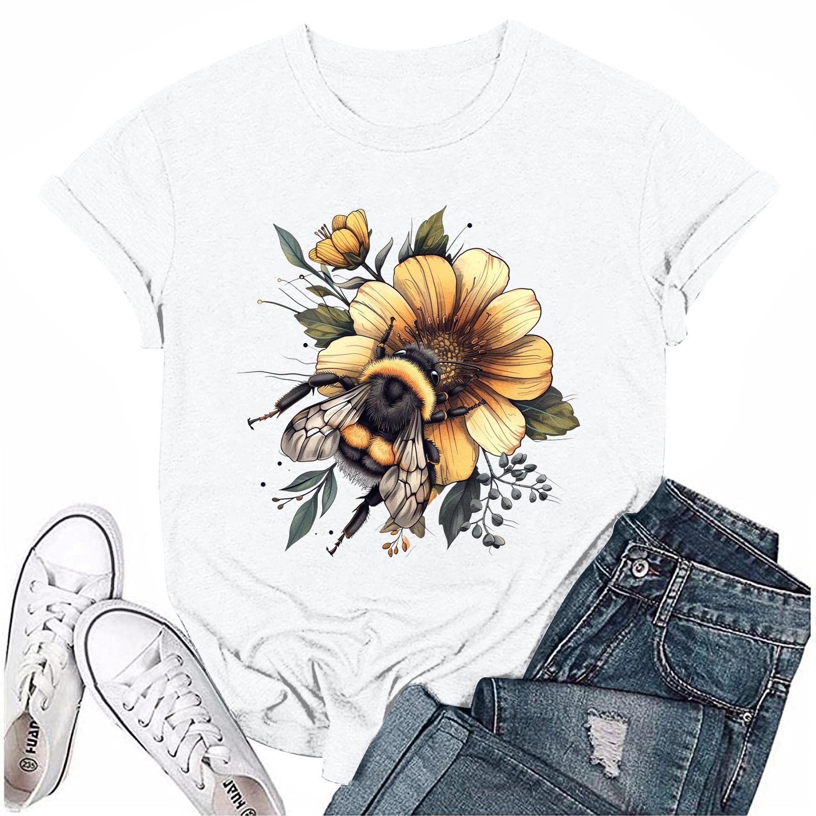 

Женская модная повседневная плиссированная футболка с коротким рукавом с принтом XL белый