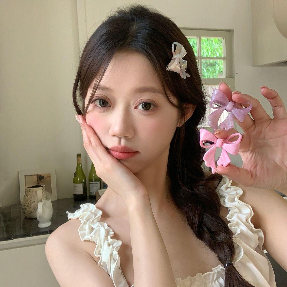 Barrette Bow Hair Clip Hair Claw Bowknot Duckbill Clip Sweet Acetic Acid Hairpin Ladies