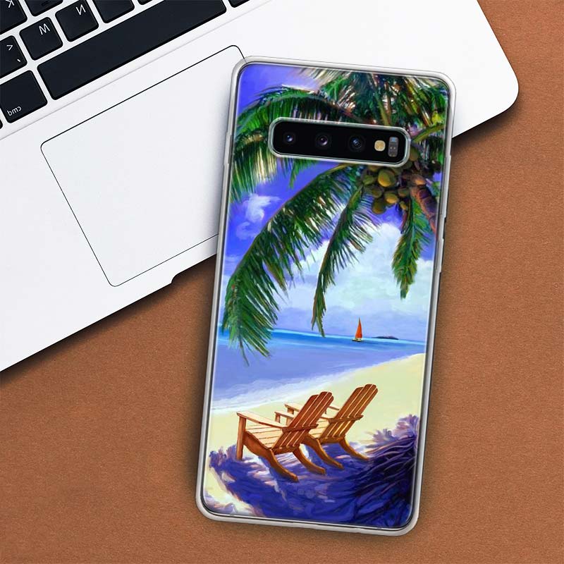 Summer Beach Sunset Sea Palm Tree Phone Case For Samsung Galaxy S10 Plus S20 FE S21 S22 Ultra S10E S9 S8 + S6 S7 Edge Lite Shell