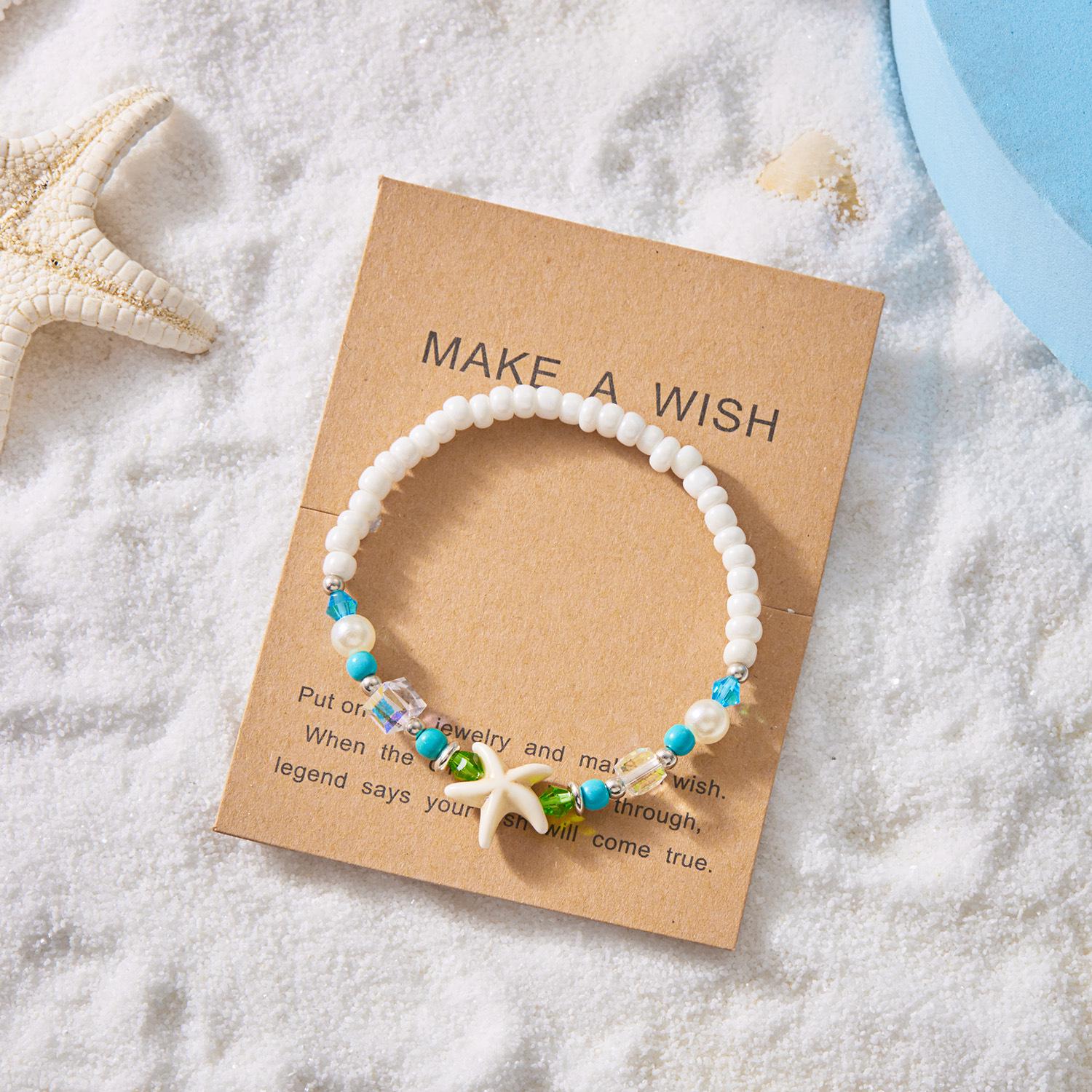 

Богемский браслет из бисера с морской звездой и ракушками – летний пляжный аксессуар. 1