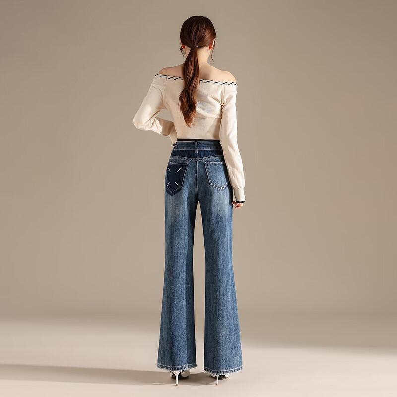 RAIN.CUN Women's High-Waisted Slim Fit Flare Jeans