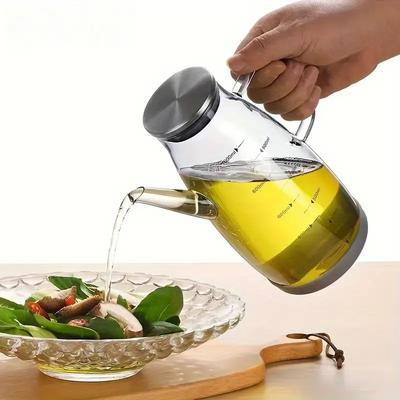 Garrafa Dispensadora de Óleo de 600/800/1000ml com Bico Antigotejamento Pote de Óleo de Vidro para Cozinha Grande Capacidade Dispensador de Óleo à Prova de Vazamentos