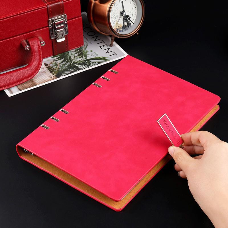A5 PU Leather Loose-Leaf Notebook Office Diary & Grid Planner Set.