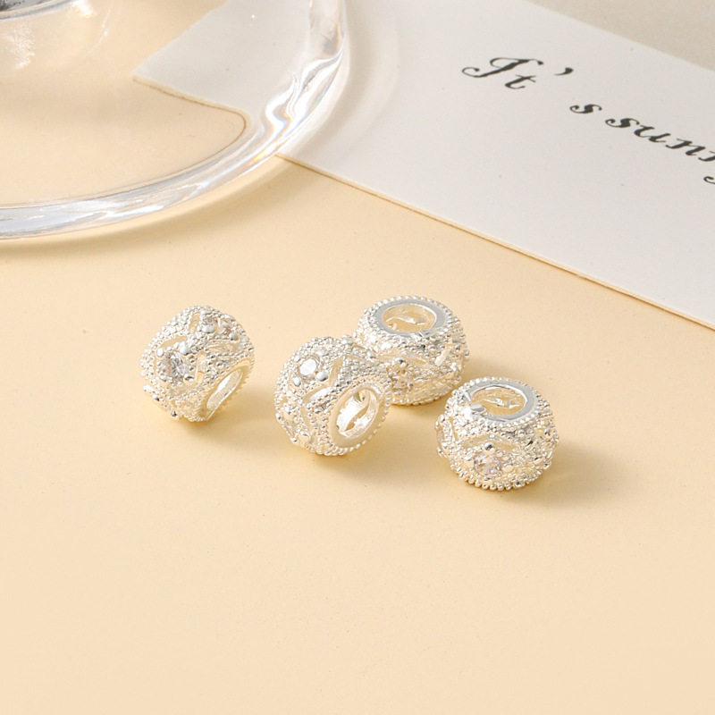 Gold-Plated Hollow Lace Spacer Beads, 5mm, Large Hole for DIY Jewelry Crafting