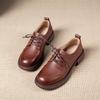 First Layer Cowhide Loafers Women's Spring and Autumn New Models One-pedal British Style Lace-up Work Small Leather Shoes Women's Shoes