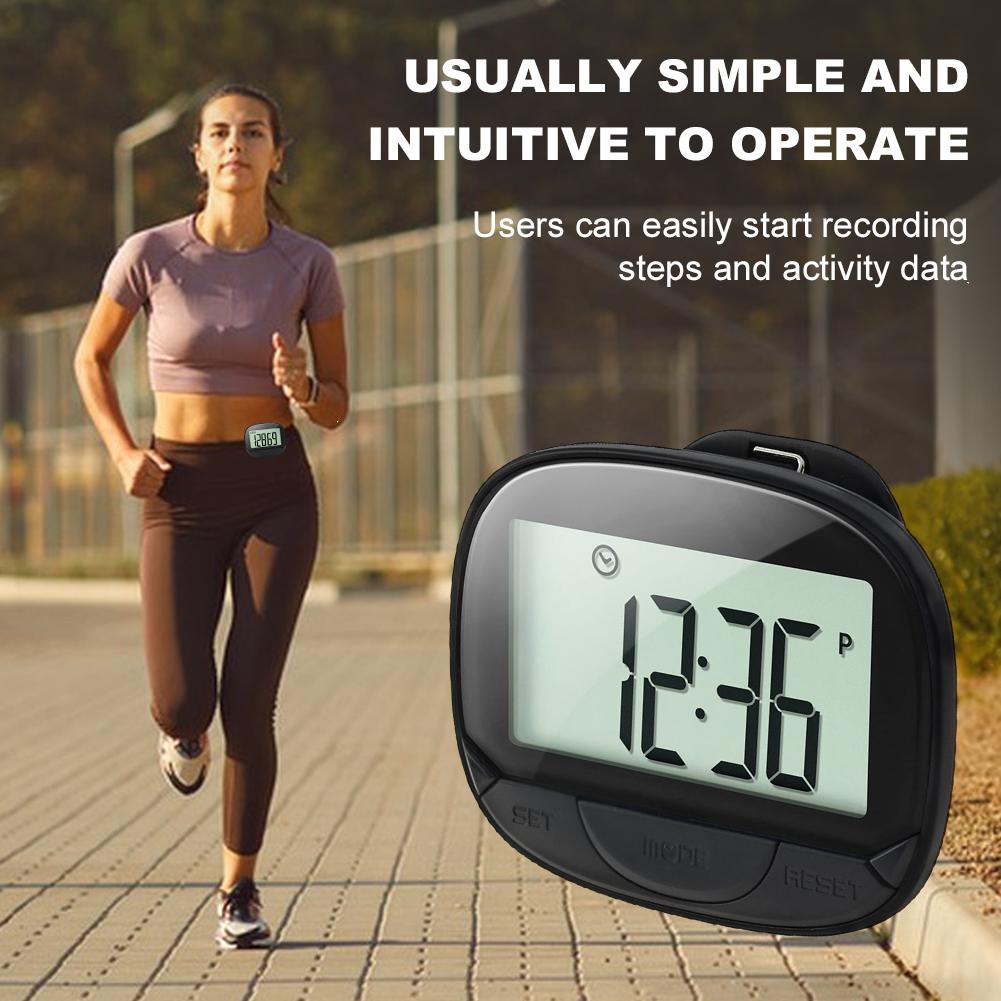 Clip-On Pedometer Step Counter Digital Display Electronic Pedometer Large Screen Multifunctional for Outdoor Sports