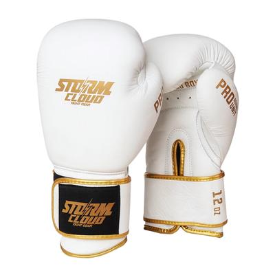 StormCloud Boxing Pro Rękawice Bokserskie ze Skóry Naturalnej Białe/Złote 14oz
