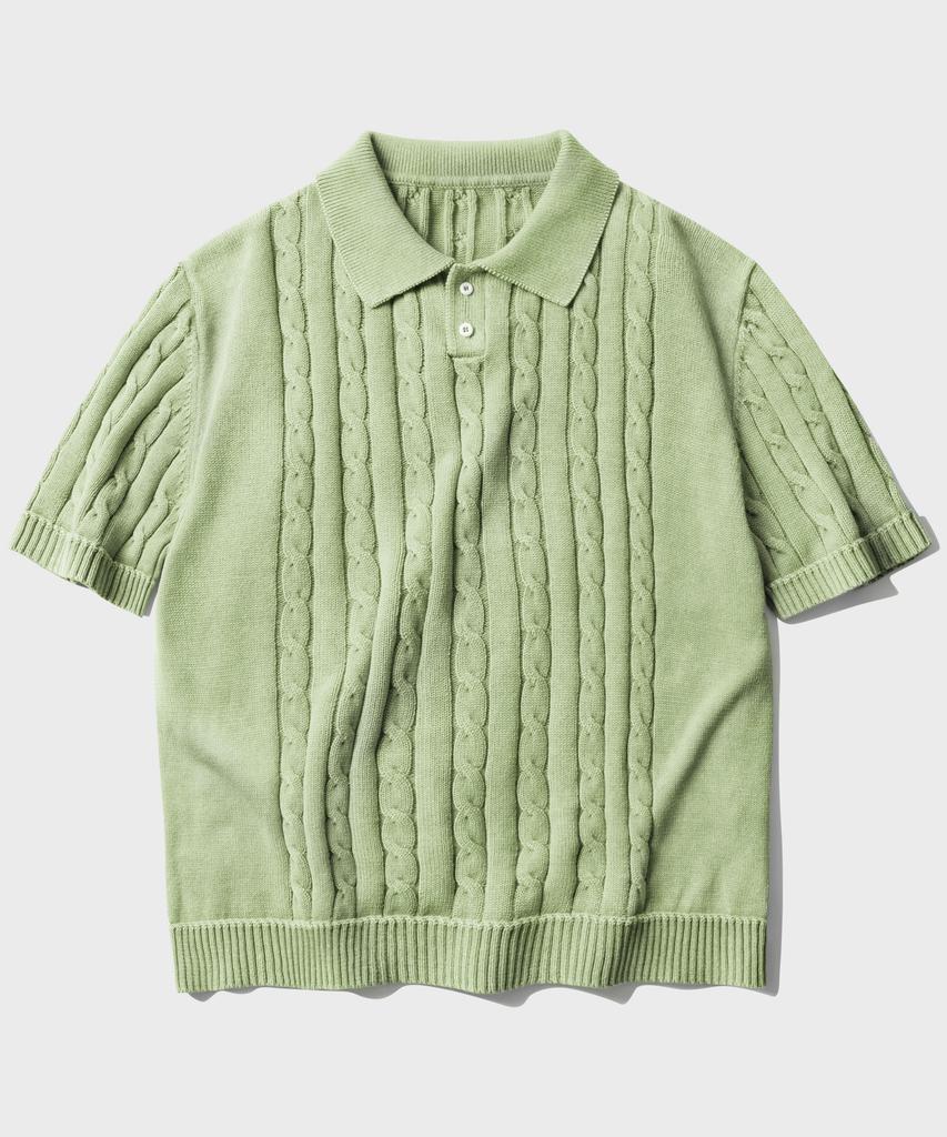 WV PROJECT Twist Washed Short Sleeve Knit Pale Green Mjkn7710